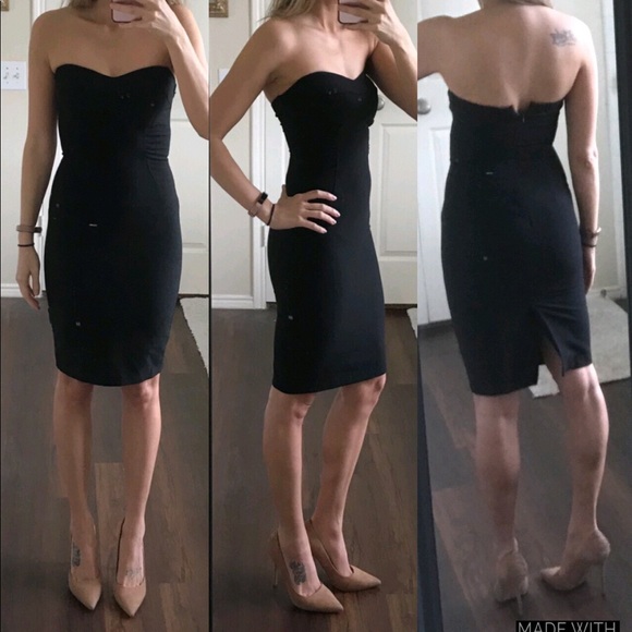 Mystic Dresses & Skirts - Mystic black strapless midi dress with rear slit